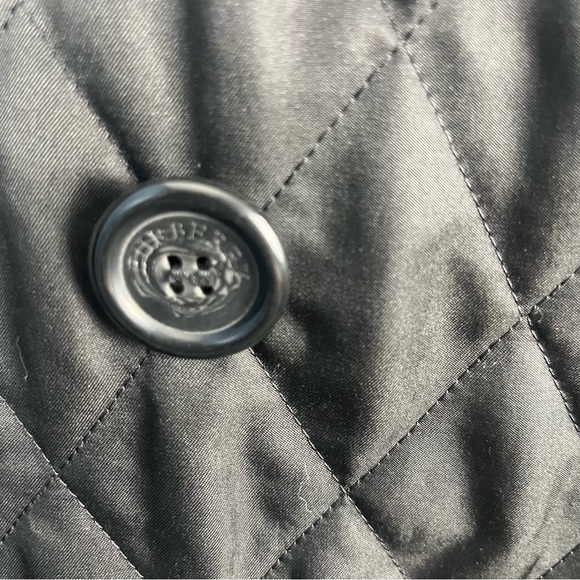 BURBERRY London QUILTED JACKET WOMENS Small BLACK Button Nova Double Breast - Picture 3 of 16